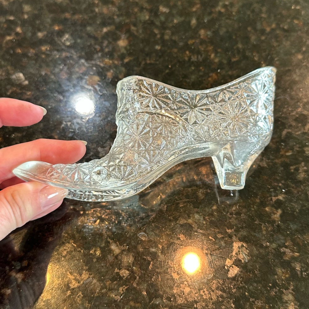 Clear Glass Crystal Boot Figurine